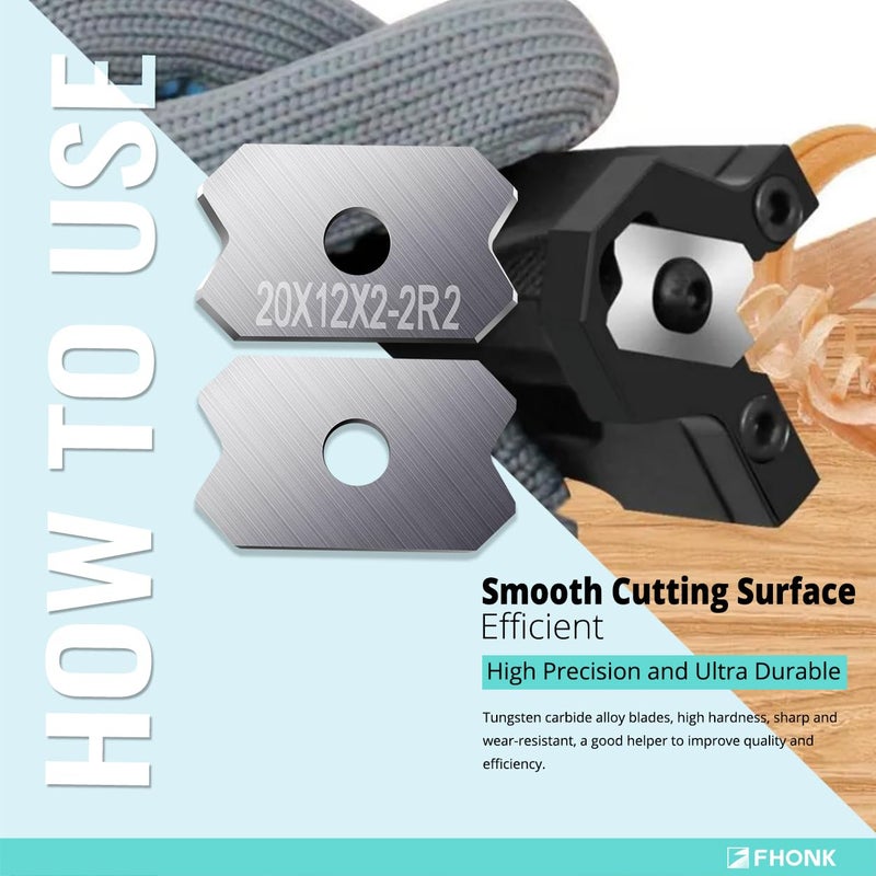 FHONK Woodworking Veneer Edge Trimmer Blades 20x12x2.0mm-2R2 2-Pcs, Chamfer Plane, Edge Banding Cutter, Manual Planer Blade, Burr Scraper for Board & Wood Surfaces (20x12x2-2R2, 2-PCS) - Image 3